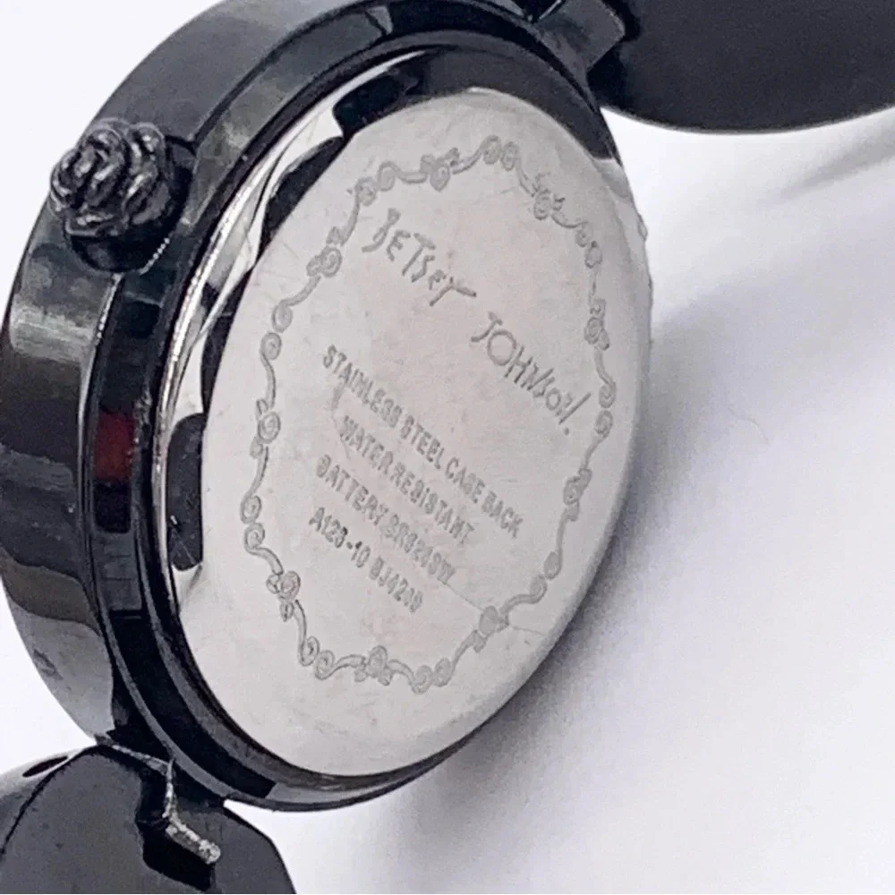 Betsey Johnson Black Jeweled Watch